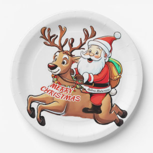Santa Claus Merry Christmas Paper Plates