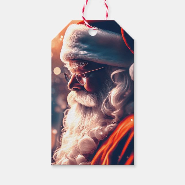 Santa Claus Merry Christmas Personalized Gift Tags (Front)