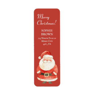 Santa Claus Merry Christmas Red Return Address Label