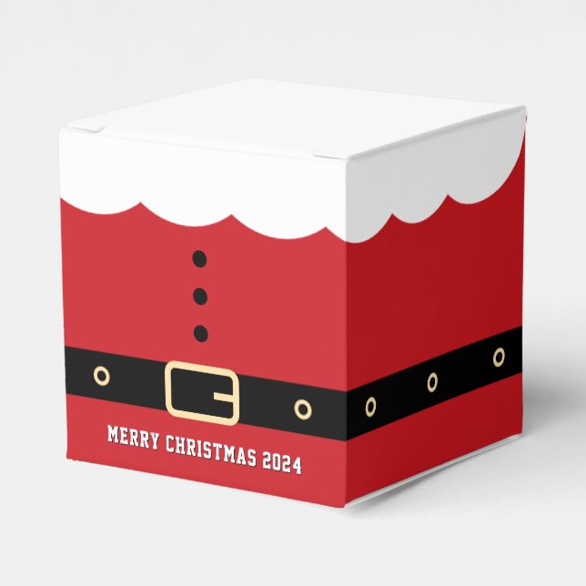 Santa Claus Merry Christmas Square Favor Boxes (Front Side)