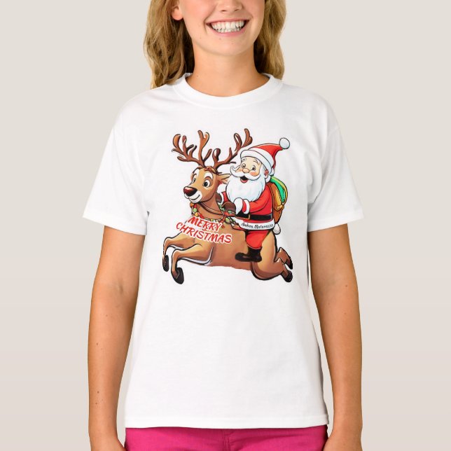 Santa Claus Merry Christmas T-Shirt (Front)