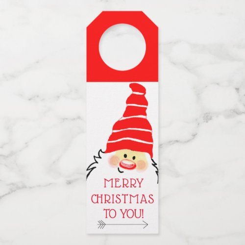 Santa Claus Merry Christmas To You Wine Bottle Hanger Tag