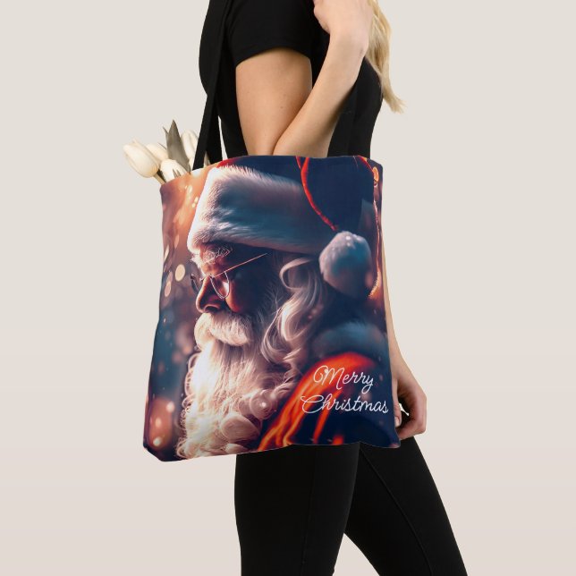 Santa Claus Merry Christmas Tote Bag (Close Up)
