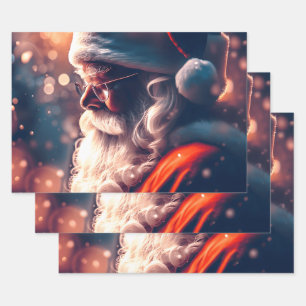 Santa Claus Merry Christmas Wrapping Paper Sheets
