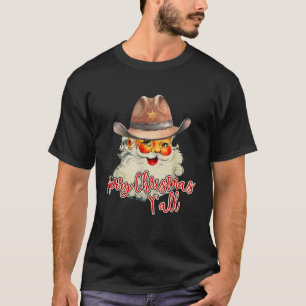 Santa Claus Merry Christmas Yall Western Country C T-Shirt