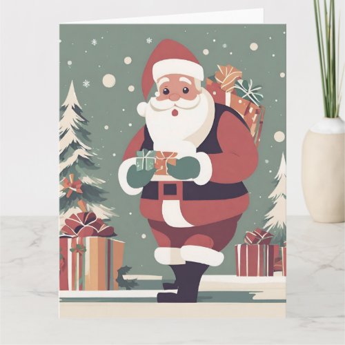 Santa Claus mid century modern christmas card