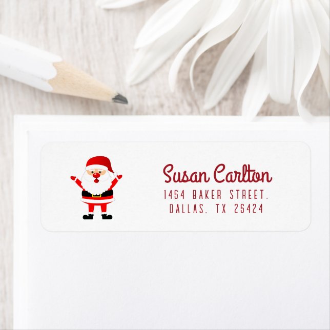 Santa Claus Minimalist White Christmas Holiday Label (Insitu)