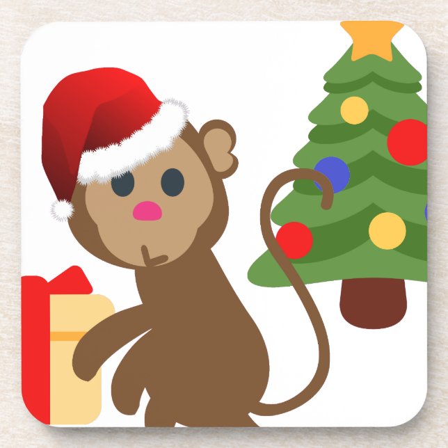 santa claus monkey emoji coaster (Front)