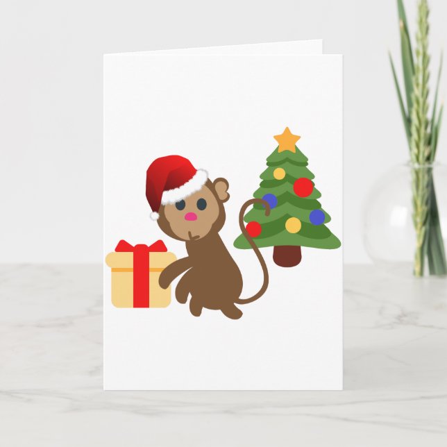 santa claus monkey emoji holiday card (Front)