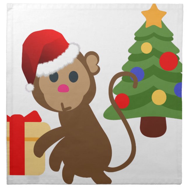 santa claus monkey emoji napkin (Front)