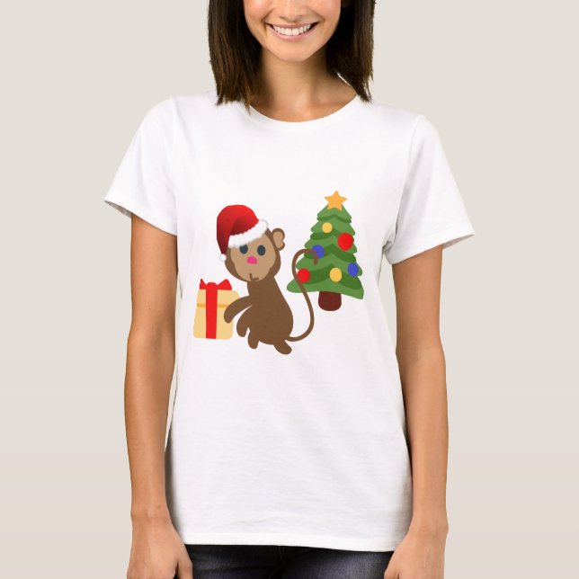 santa claus monkey emoji T-Shirt (Front)