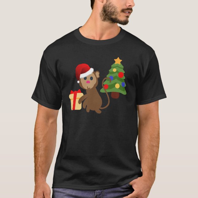 santa claus monkey emoji T-Shirt (Front)
