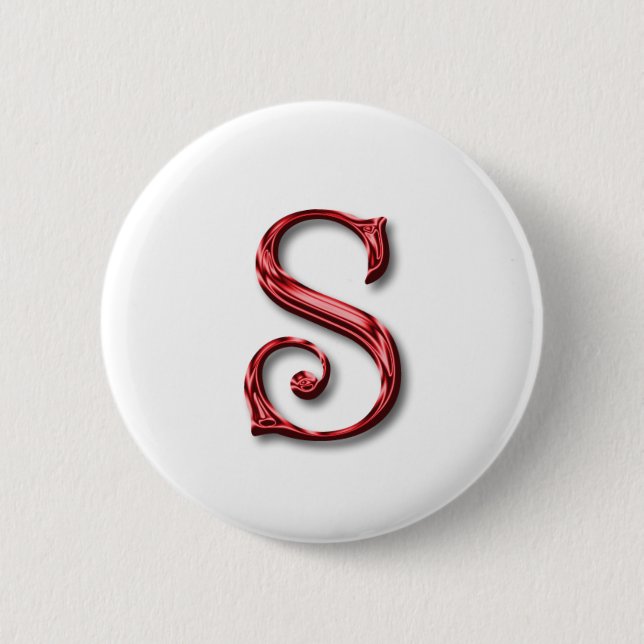 Santa Claus Monogram Letter S Holidays Christmas Pinback Button (Front)