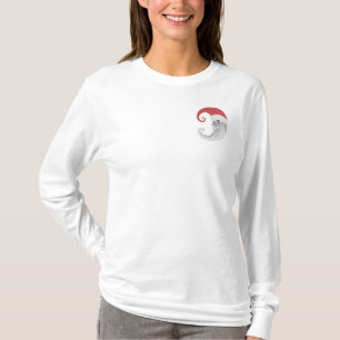 Santa Claus Moon Embroidered Long Sleeve T-Shirt
