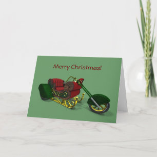 Santa Claus Motor Trike Sledge Holiday Card