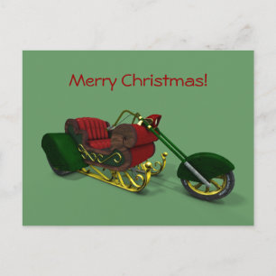 Santa Claus Motor Trike Sledge Holiday Postcard