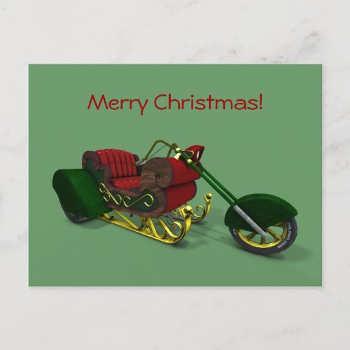 Santa Claus Motor Trike Sledge Holiday Postcard