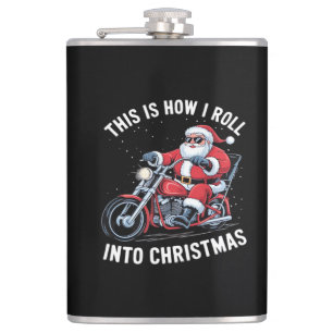 Santa Claus Motorcycle Motorbike Christmas Essenti Flask