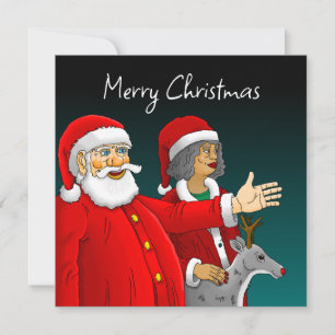 Santa Claus, Mrs Santa & Rudolph Christmas Card