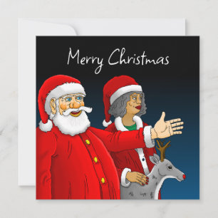 Santa Claus, Mrs Santa & Rudolph Christmas Card