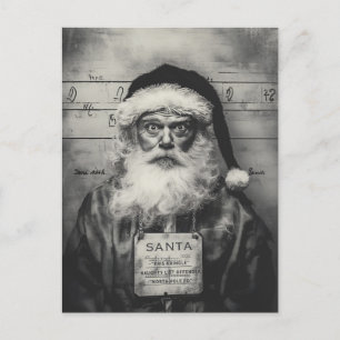 Santa Claus Mugshot: Naughty List Gone Wrong Postcard