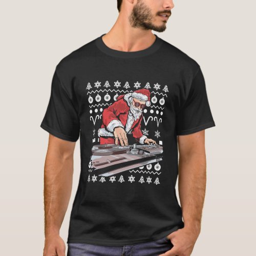 Santa Claus Music Dj Ugly Christmas Tacky Xmas Gif T_Shirt