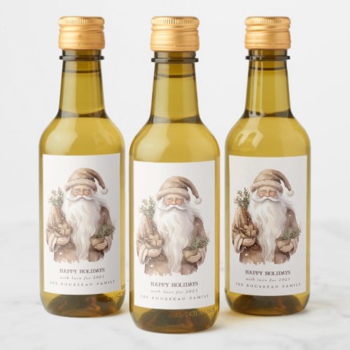 Santa Claus Natural Mini Wine Bottle Labels