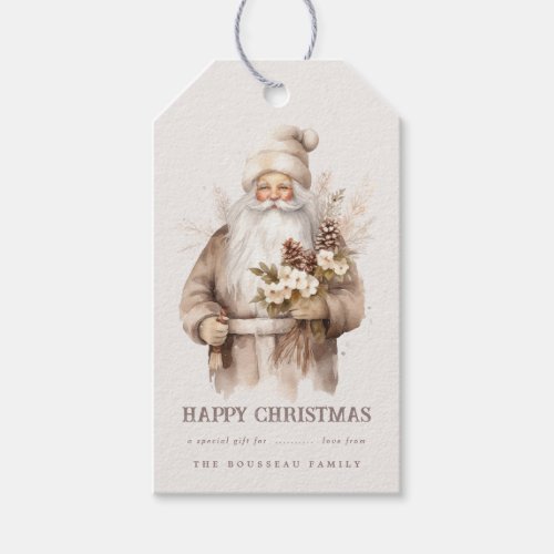 Santa Claus Natural Warm Happy Christmas Gift Tag