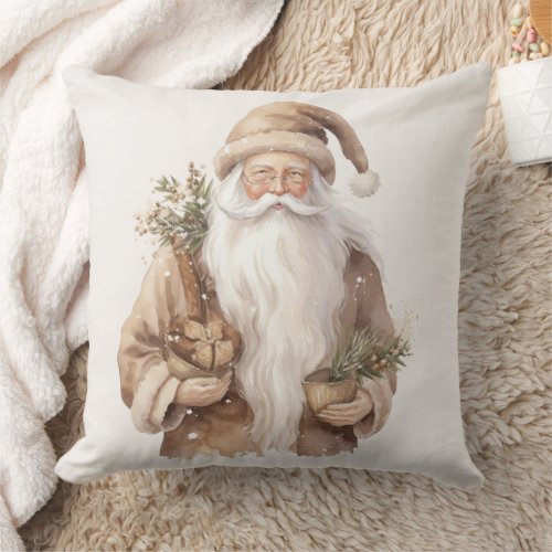 Santa Claus Natural Warm Holiday Cushion 
