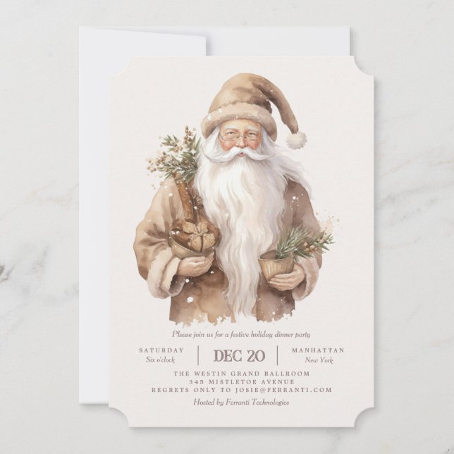 Santa Claus Natural Warm Holiday Party Invitation (Front)
