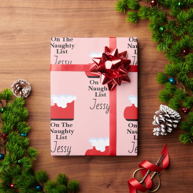 Santa Claus Naughty List Sock Christmas Gift Wrapping Paper (Holiday Gift)