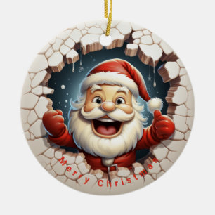 Santa Claus Naughty or Nice Christmas Ceramic Ornament