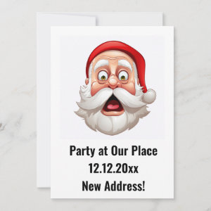 Santa Claus New Address Christmas Party Invitation