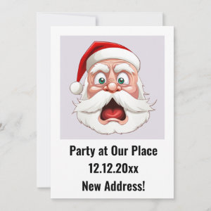 Santa Claus New Address Christmas Party Invitation