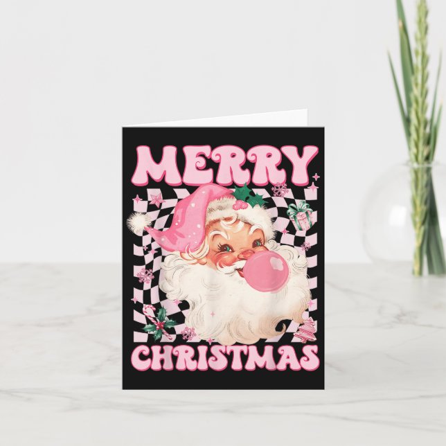 Santa Claus Nk Sungles Blowing Bubble Gum Christma Card (Front)