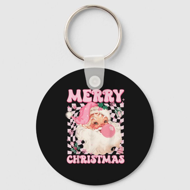 Santa Claus Nk Sungles Blowing Bubble Gum Christma Keychain (Front)