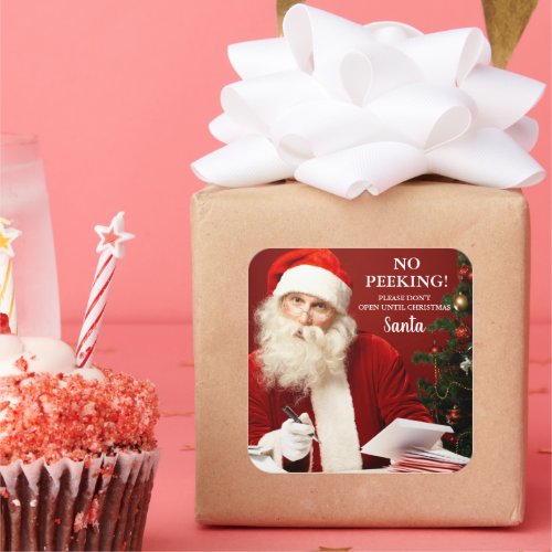 Santa Claus No Peeking Gift Stickers