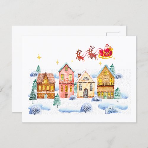 Santa Claus North Pole Christmas Village Postcard