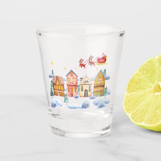 Santa Claus North Pole Christmas Village Shot Glass (Front)