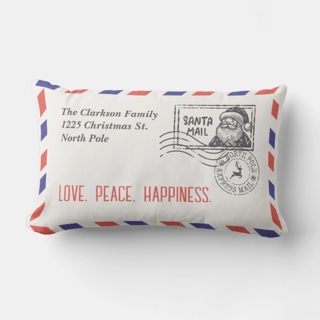 SANTA CLAUS NORTH POLE EXPRESS MAIL ENVELOP LUMBAR PILLOW (Front)