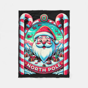 Santa Claus North Pole Merry Christmas Festive Xma Fleece Blanket