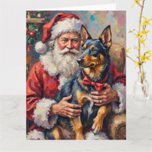 Santa Claus Norwegian Lundehund Christmas Art Card