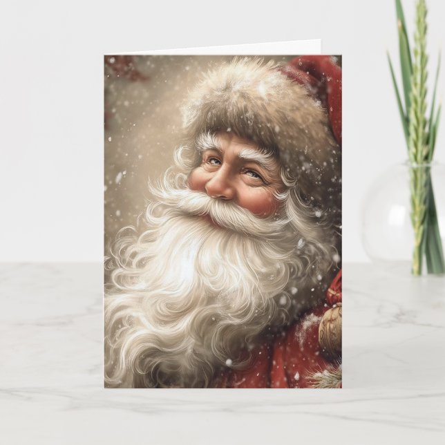 Santa Claus Nostalgic Christmas Folded Card (Front)