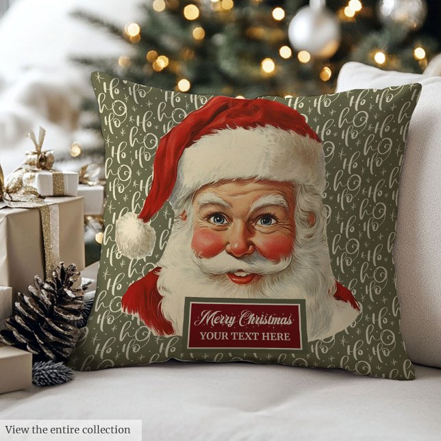 Santa Claus Nostalgic Red Green Christmas Pillow (Santa Claus Nostalgic Red Green Christmas Pillow)
