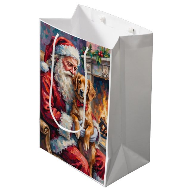 Santa Claus Nova Scotia Duck Tolling Retriever  Medium Gift Bag (Front Angled)