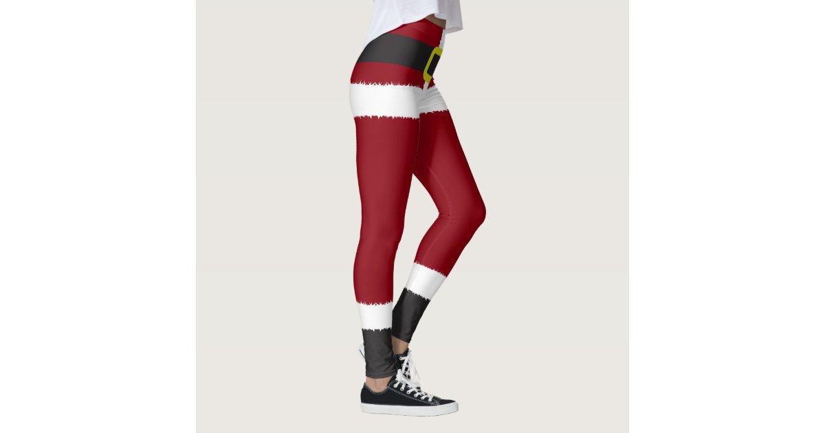 Santa Claus Novelty Christmas Leggings | Zazzle