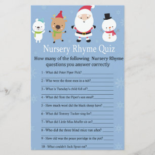 Santa Claus Nursery Rhyme Quiz baby shower game