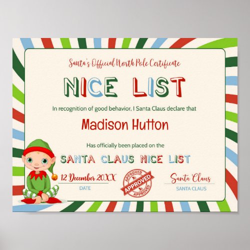 Santa Claus Official Nice List Poster