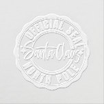 Santa Claus Official Seal North Pole Christmas  Embosser<br><div class="desc">Santa Claus Official Seal North Pole Christmas Holiday Embosser features a Christmas stamp with the text "Official Seal Santa Claus North Pole" in modern script typography accented with stars. Perfect for Christmas cards, holiday cards, Christmas party invitations and holiday party gifts and favors or in the office for products or...</div>