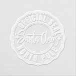 Santa Claus Official Seal North Pole Christmas  Embosser<br><div class="desc">Santa Claus Official Seal North Pole Christmas Holiday Embosser features a Christmas stamp with the text "Official Seal Santa Claus North Pole" in modern script typography accented with stars. Perfect for Christmas cards, holiday cards, Christmas party invitations and holiday party gifts and favors or in the office for products or...</div>